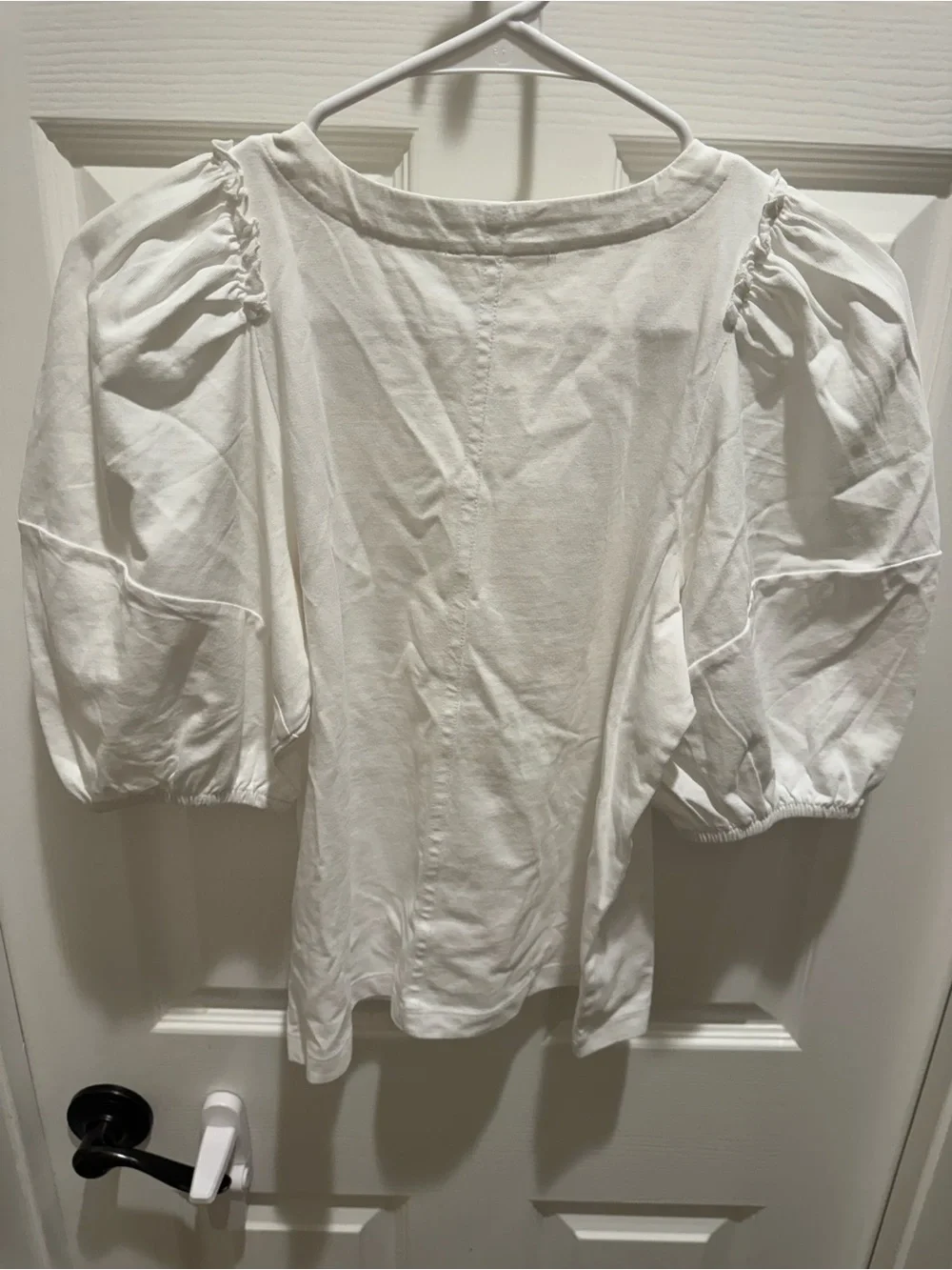 Madewell White Puff-Sleeve 100% cotton Crewneck Top